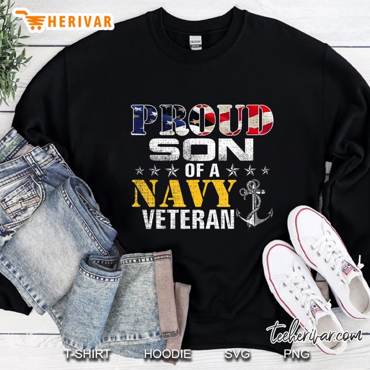 Proud Son Of A Navy Veteran American Flag Military Gift Mugs