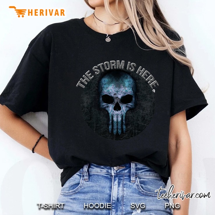 Qanon Skull Q Anon The Storm Is Here Ladies Tee
