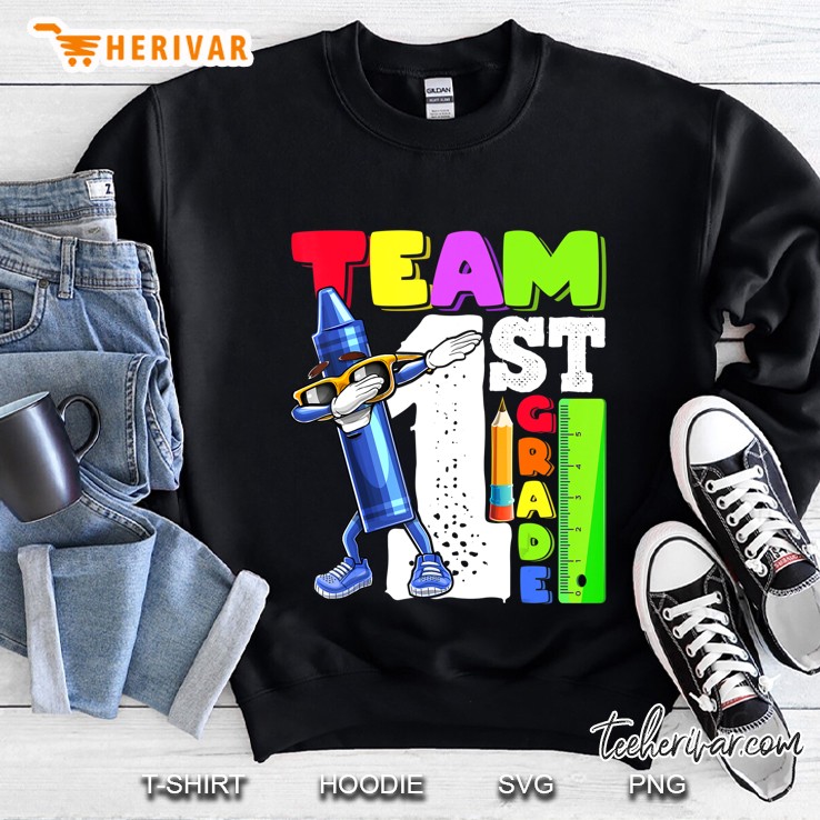 Team 1St Grade Dabbing Crayon Back To School Shirt Kids Gift Sweatshirt