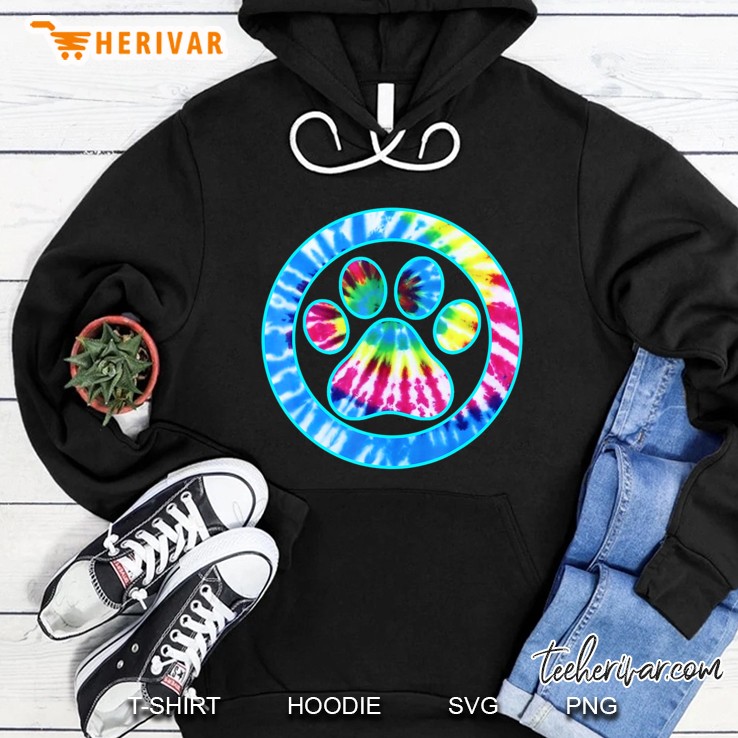 Tie Dye Animal Cat Dog Paw Print Pet Lover Shirt Gift Hoodie