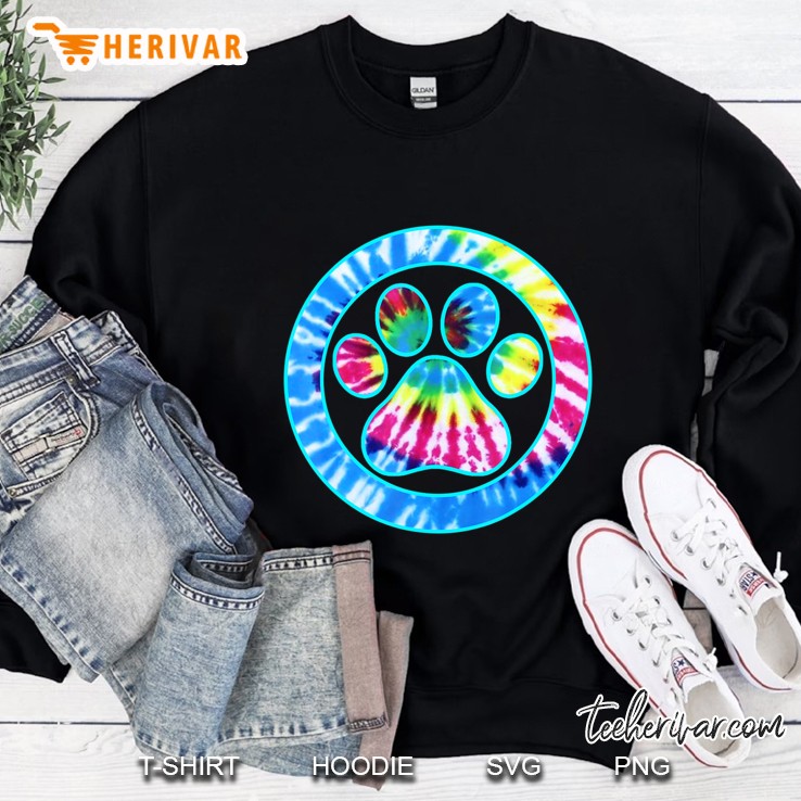 Tie Dye Animal Cat Dog Paw Print Pet Lover Shirt Gift Sweatshirt