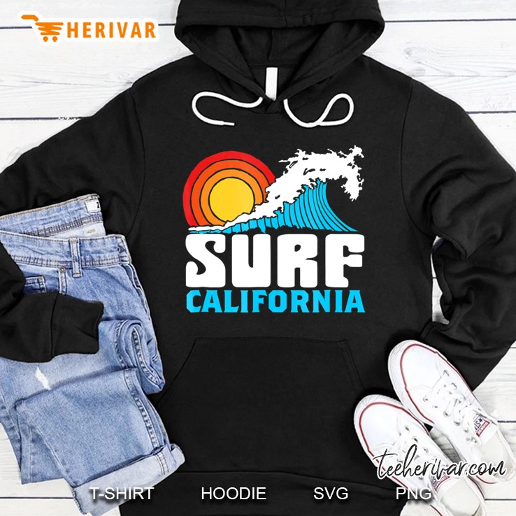 Vintage California Surf Retro Beach & Wave Hoodie