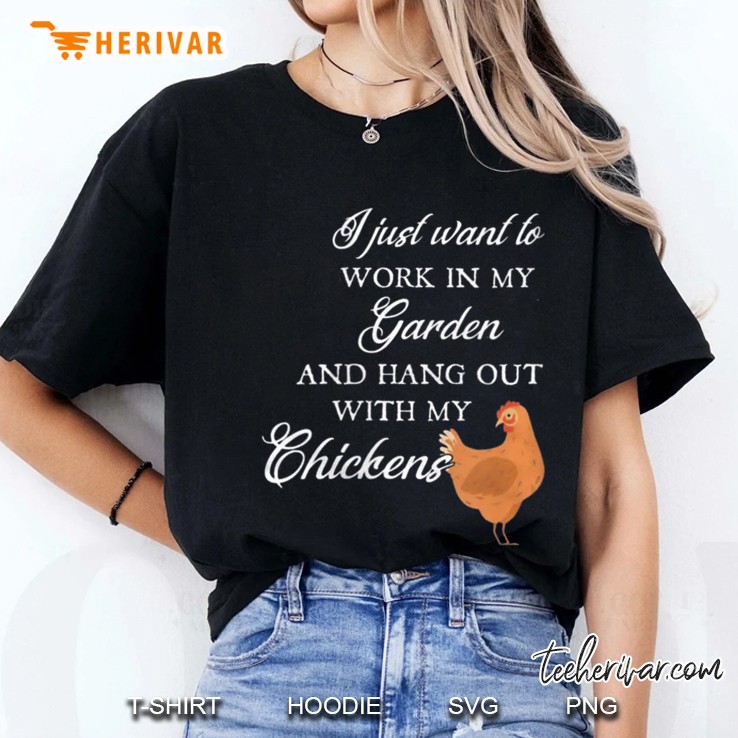 Womens I Just Want To Work In My Garden & Hang Out With My Chickens V-Neck Hoodie