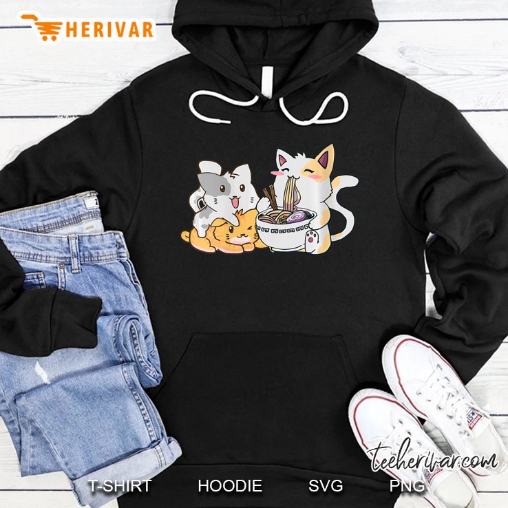 Womens Kawaii Neko Ramen Anime Cat Noodles V-Neck Mugs