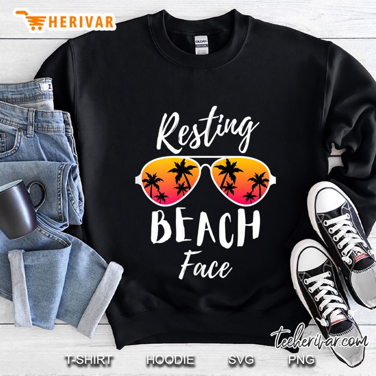 Womens Resting Beach Face Tropical Summer Beach Sunset Sunglasses Tank Top Mugs