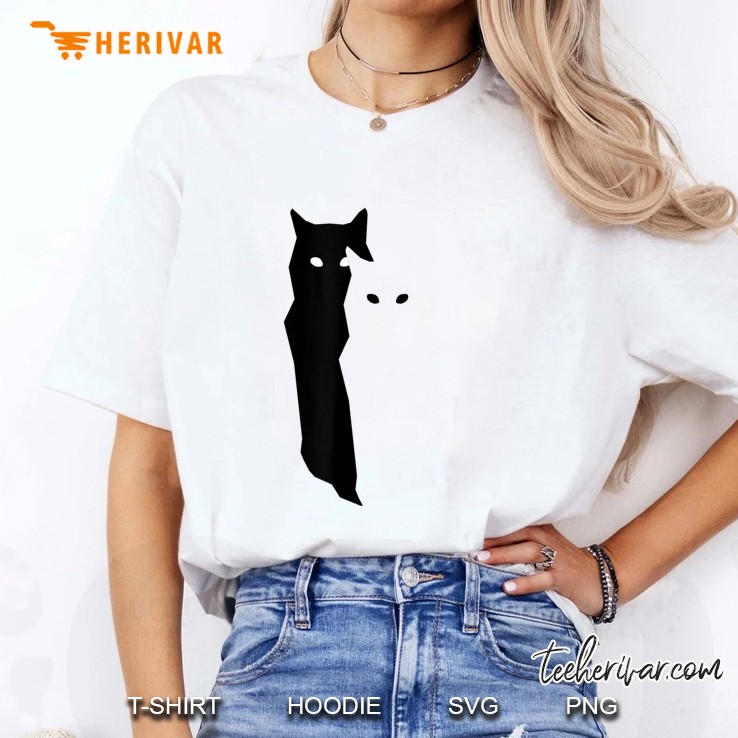 Black & White Yin Yang Mystery Shadow Cat Tee V1 Ladies Tee