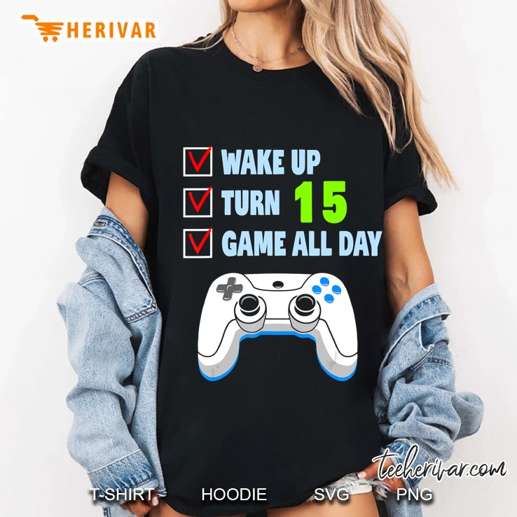 15 Years Old Boy Gamer Birthday Party 15Th Birthday Gift Ladies Tee
