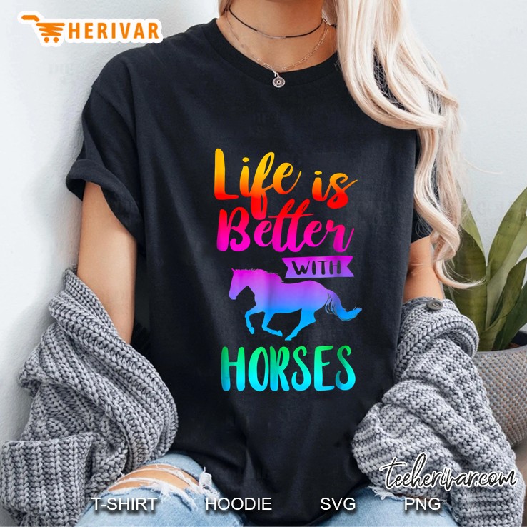 Cute Life Is Better With Horses Women Girls Horseback Riding Hoodie