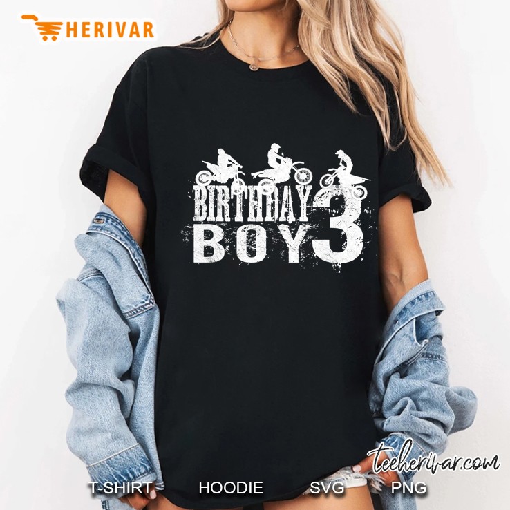 Dirt Bike Birthday Boy 3 Years Old 3Rd B-Day Boys Party Ladies Tee