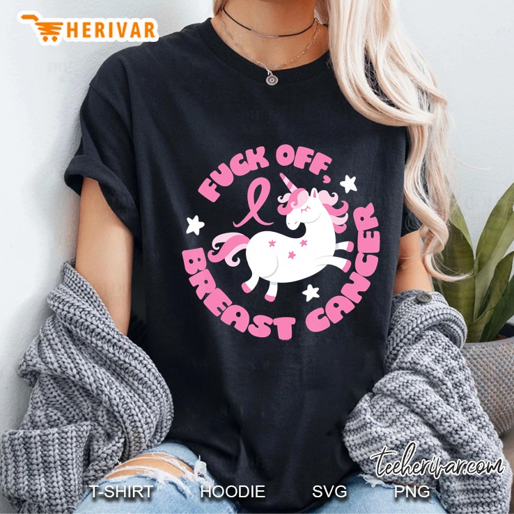 Fuck Off Breast Cancer Unicorn Ladies Tee