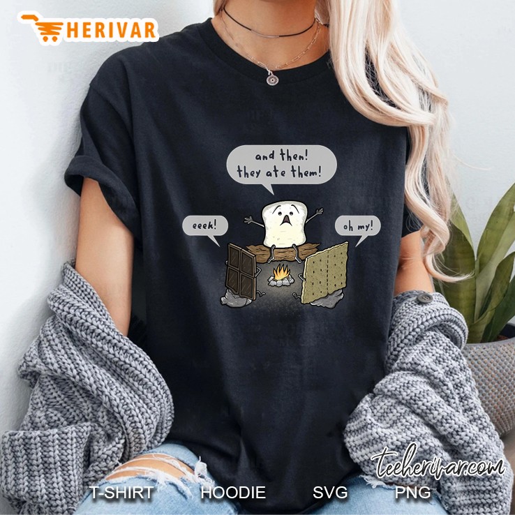 Camping Cartoon Smores Campfire Stories Novelty Ladies Tee