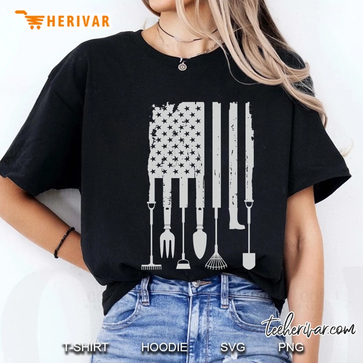 Gardeners Gardening Tools American Flag 4Th Of July Ladies Tee