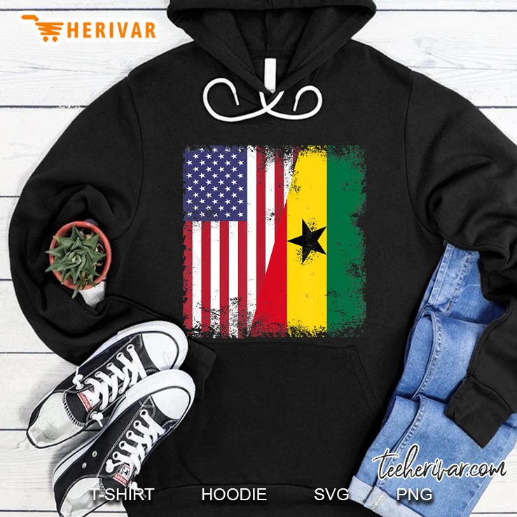 Half Ghanaian Flag Vintage Ghana Usa Gift Hoodie