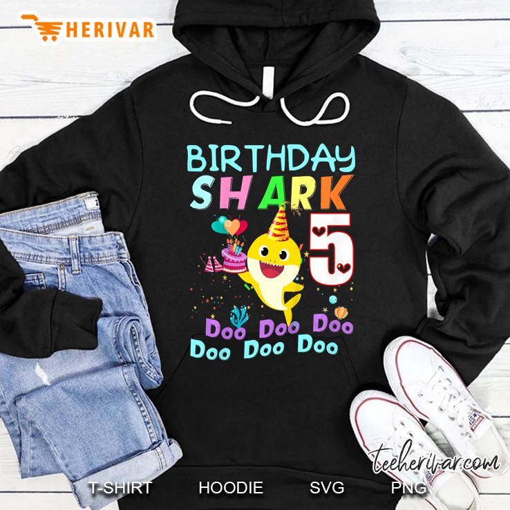 Kids Baby Shark Tee 5Th Birthday For Girls - Doo Doo Doo Hoodie