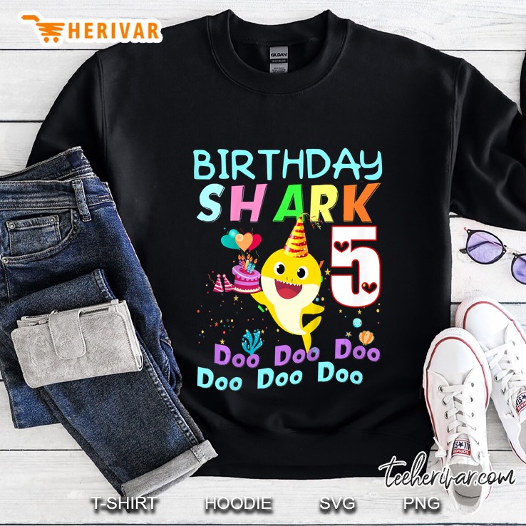 Kids Baby Shark Tee 5Th Birthday For Girls - Doo Doo Doo Sweatshirt