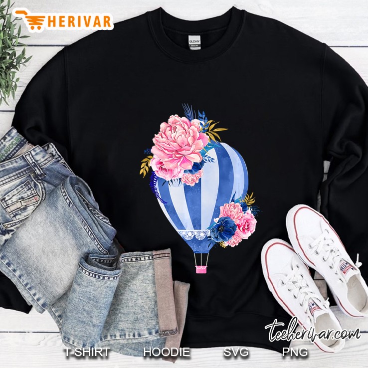 Lovely Blue Hot Air Balloon Flower Art Premium Sweatshirt