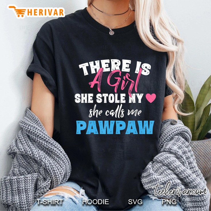 Mens Grandpa Gifts Girl Stole My Heart Calls Me Pawpaw Ladies Tee