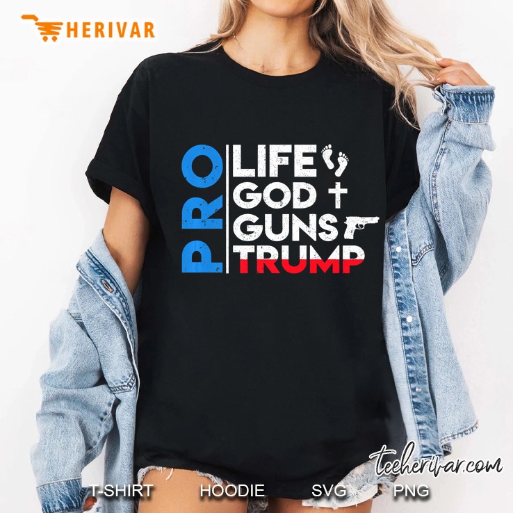 Pro-Life, God, Guns, Trump 2020 Ver2 Ladies Tee