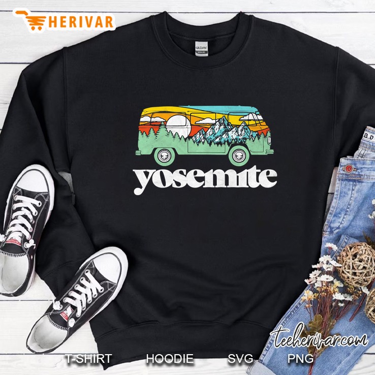 Retro Yosemite National Park Hippie Van & Mountains Sweatshirt