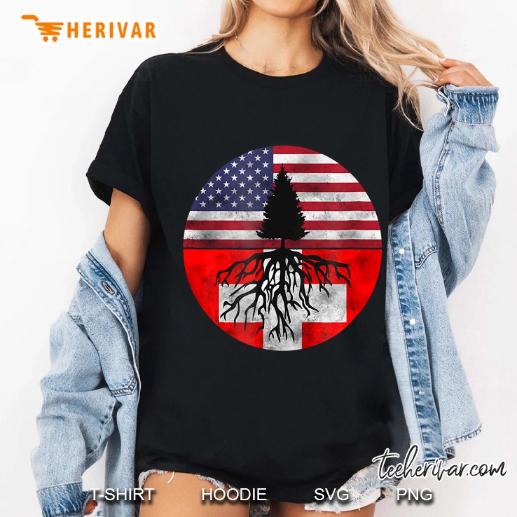 Swiss Roots Usa Switzerland Flag Ladies Tee