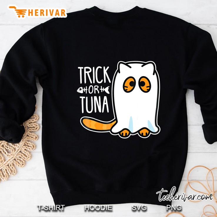 Trick Or Tuna Scary Cute Halloween Cat Ghost Costume Sweatshirt