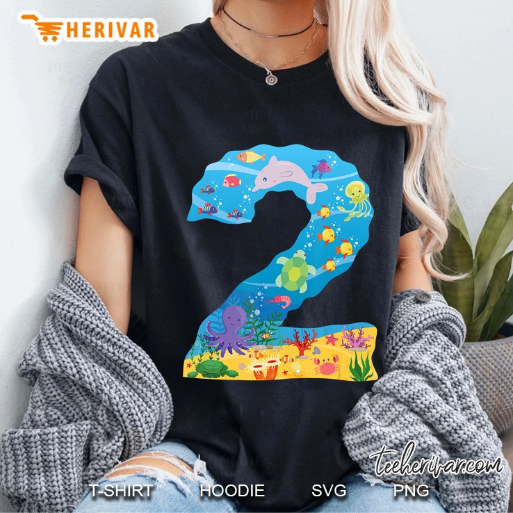 Under The Sea Cartoon Fish Starfish Second Number 2 Ver2 Ladies Tee