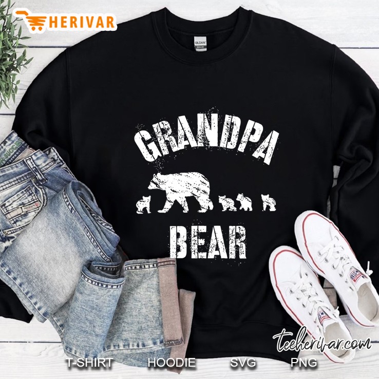 Vintage Grandpa Bear With 4 Four Cubs Grandfather Gift Sweatshirt