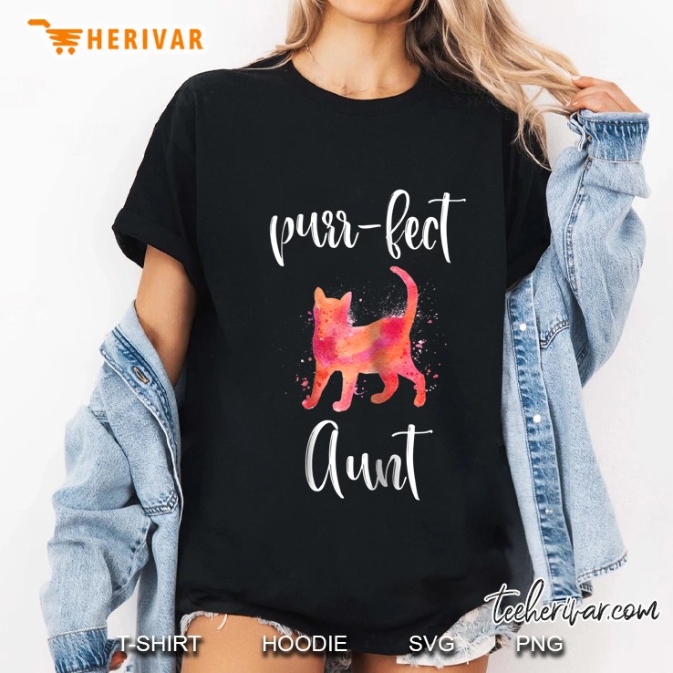 Womens Purr-Fect Aun Cute Cat Lover Matching Family Ladies Tee