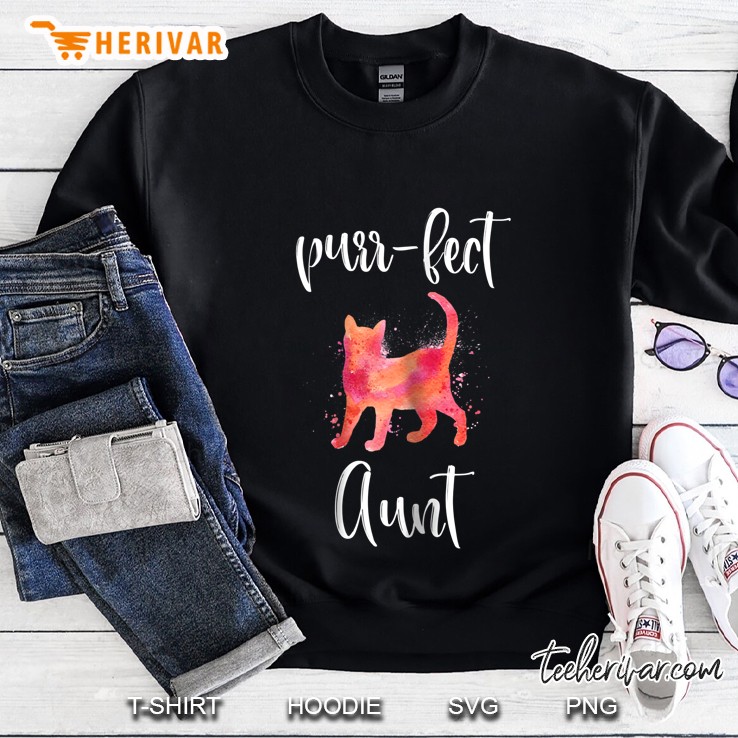 Womens Purr-Fect Aun Cute Cat Lover Matching Family Sweatshirt