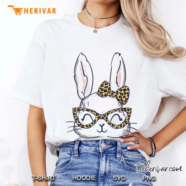 Leopard Bunny Easter Day Glasses Eggs Easter Women Girl Hoodie