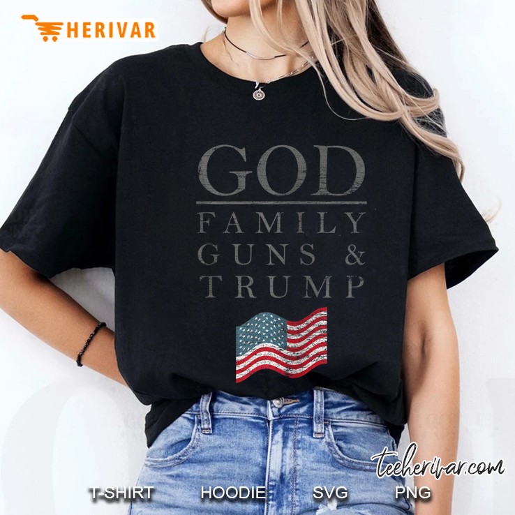 God Familiy Guns And Trump - Republican 2020 Donald Trump Zip Ladies Tee