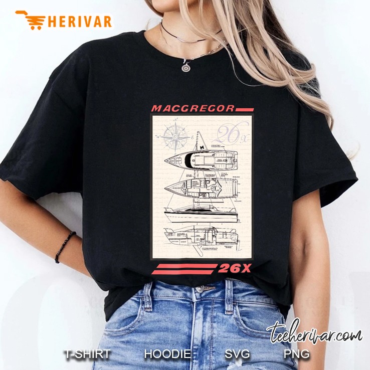 Macgregor 26X Sailboat Line Drawing Ladies Tee