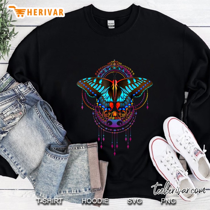 Magic Butterfly - Colorful Mandala 1 Yoga Tee Sweatshirt