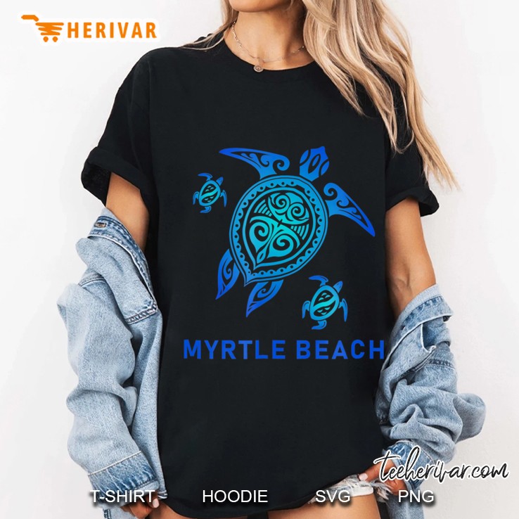 Myrtle Beach South Carolina Sea Blue Tribal Turtle Ladies Tee