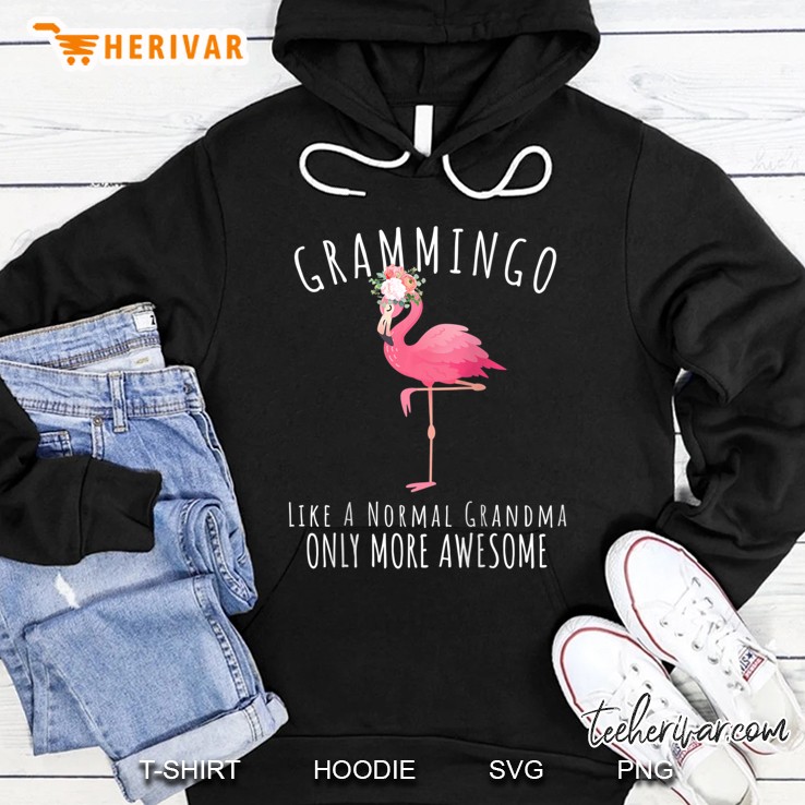 Womens Grammingo Like An Grandma Only Awesome Floral Flamingo Gift Raglan Baseball Tee Hoodie