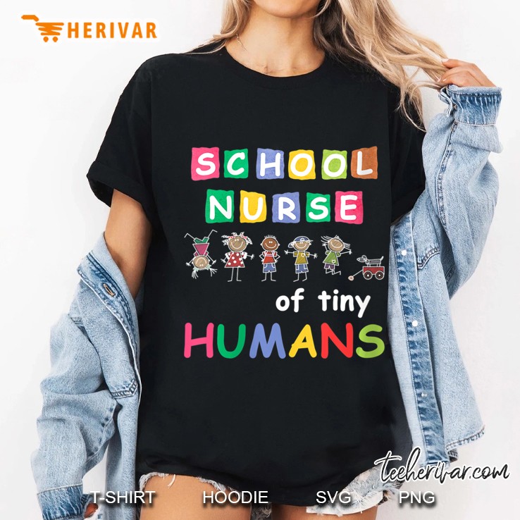 Womens School Nurse Of Tiny Humans - School Nursing V-Neck Ladies Tee
