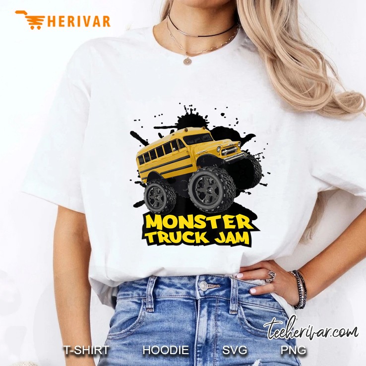 Monster Truck School Bus Shirt For Boys And Girls Ladies Tee