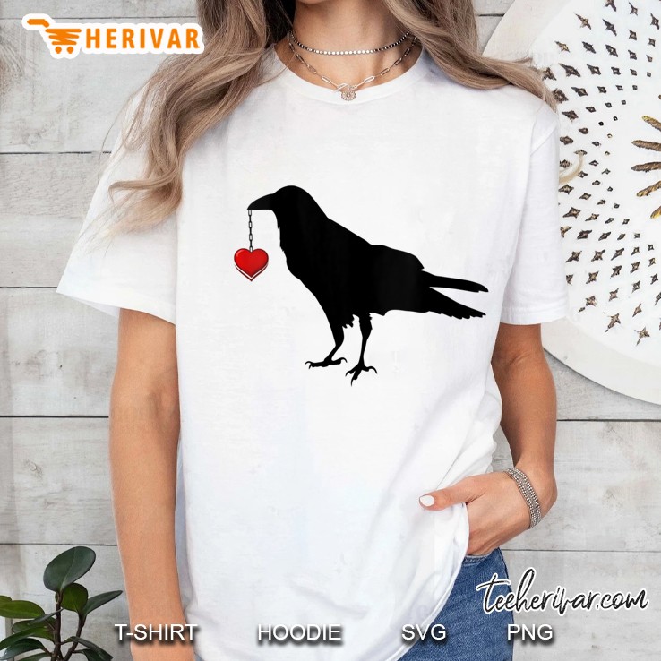 Womens Blackbird With Heart Crow V-Neck Ladies Tee