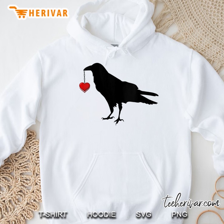 Womens Blackbird With Heart Crow V-Neck Hoodie