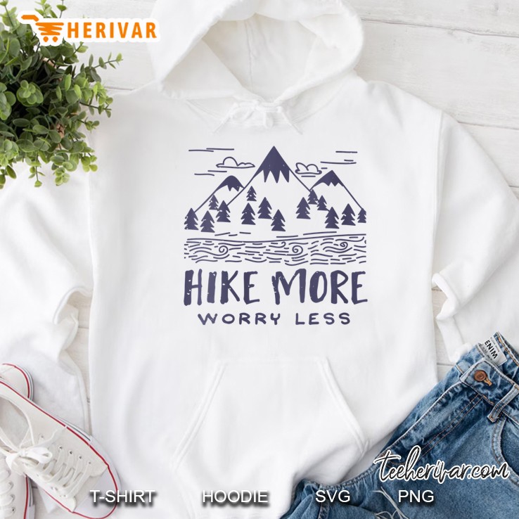 Womens Hike More, Worry Less - Cool Hiking Backpacking Quote V-Neck Hoodie