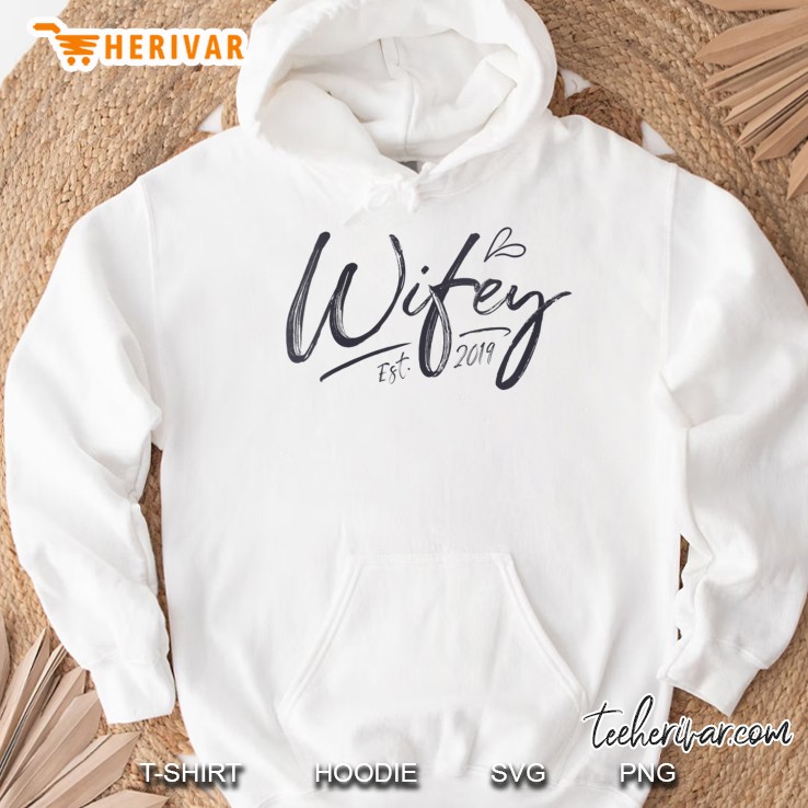 Womens Wifey Est 2019 Hubby Wifey 1St Year Anniversary Couple Gift V-Neck Mugs