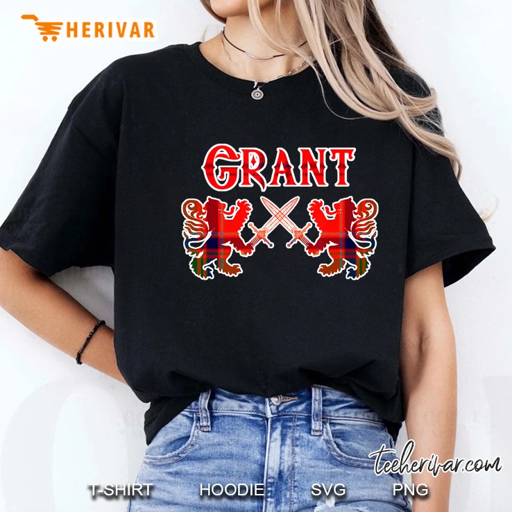 Clan Grant Scottish Family Kilt Tartan Lion Gift Ladies Tee