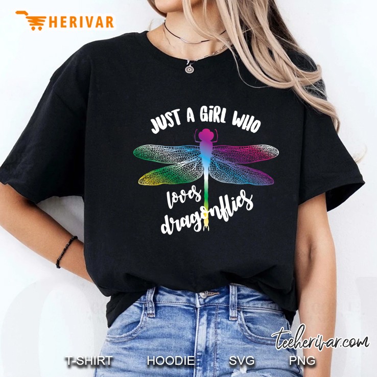 Cool Funny Just A Girl Who Loves Dragonflies Gift Pullover Ladies Tee