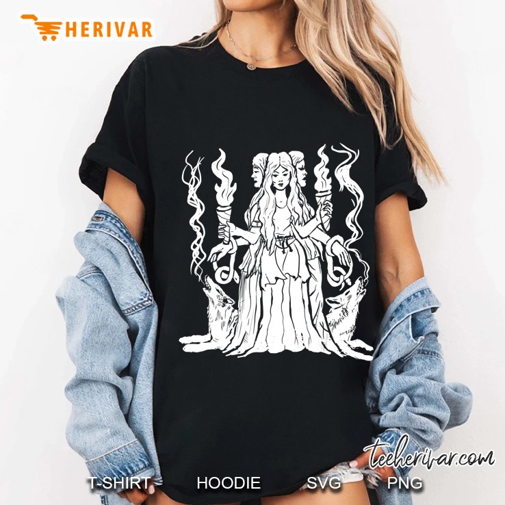 Hecate Triple Moon Goddess Pagan Witchy Goth Ladies Tee
