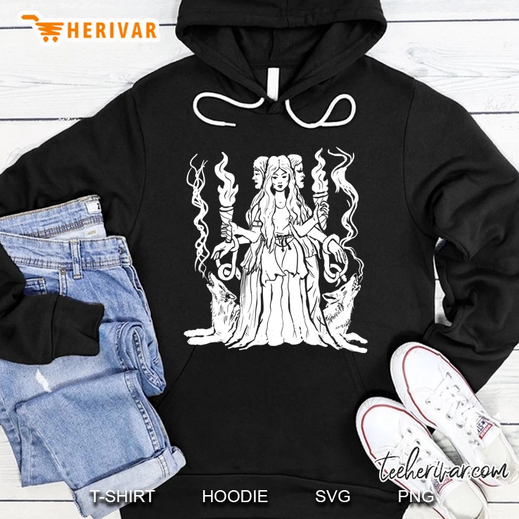 Hecate Triple Moon Goddess Pagan Witchy Goth Hoodie