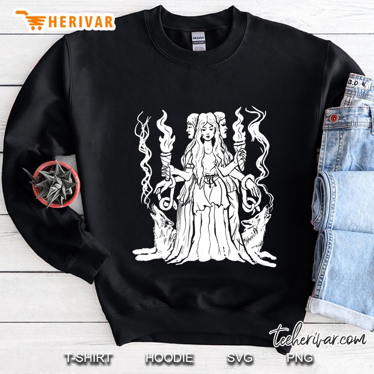 Hecate Triple Moon Goddess Pagan Witchy Goth Sweatshirt