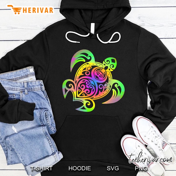 Hippie Tie Dye Psychedelic Sea Turtle Tribal Tee Hoodie