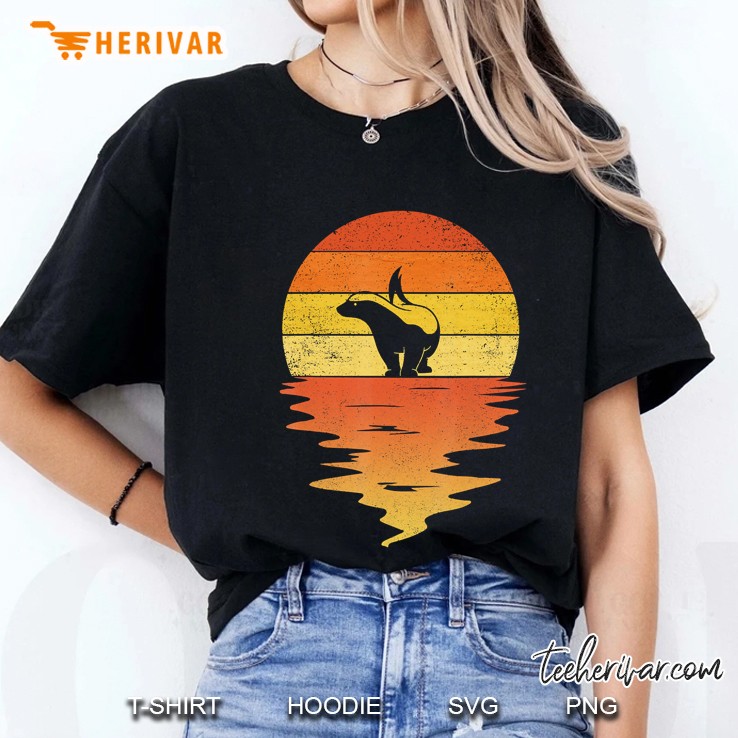 Honey Badger Shirt 70S Retro Sunset Vintage Honey Badger Ladies Tee