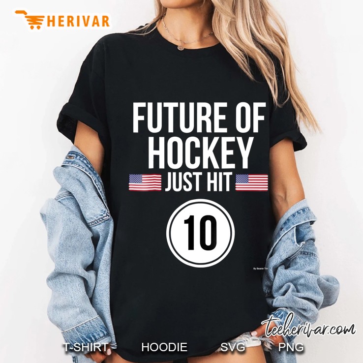 Ice Hockey 10Th Birthday 10 Year Old Birthday Hoodie