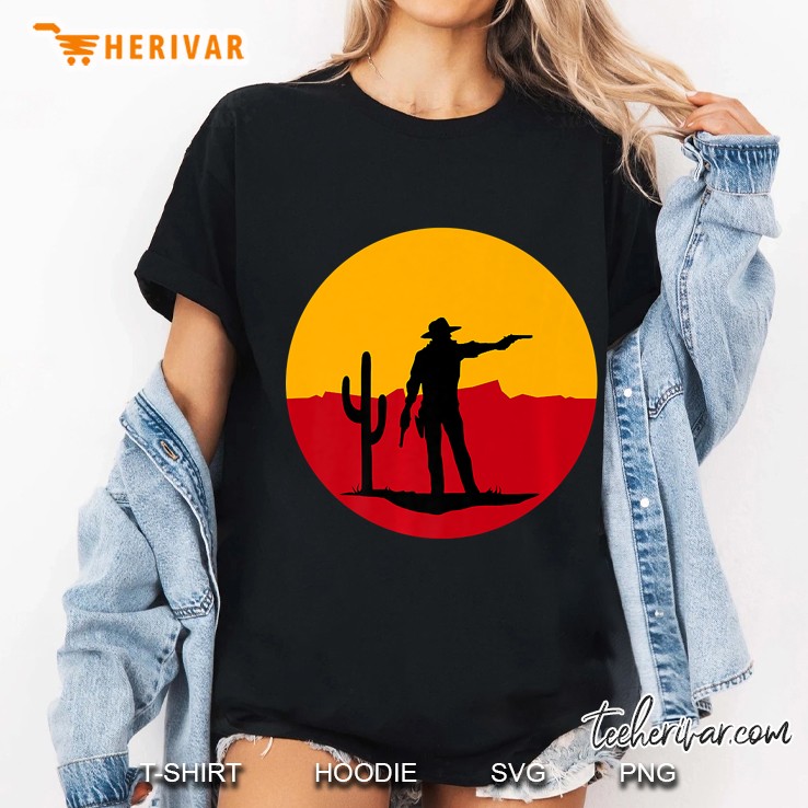 Red Outlaw Cowboy In The Wasteland Ladies Tee